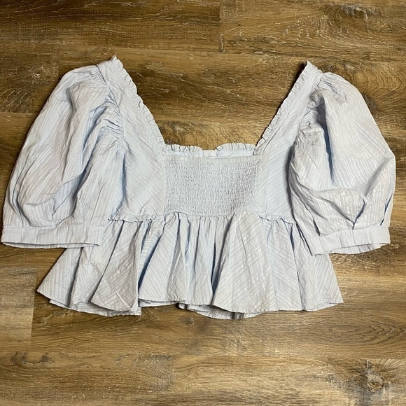 New Free People  Leave It To Me Ivory Crop Top Blouse Button Boho NWOT - Picture 4 of 6